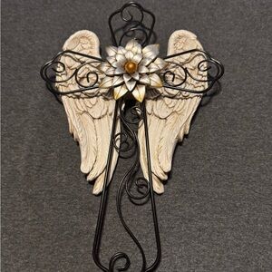 Elegant Cream and Black Angel Wings Wall Decor